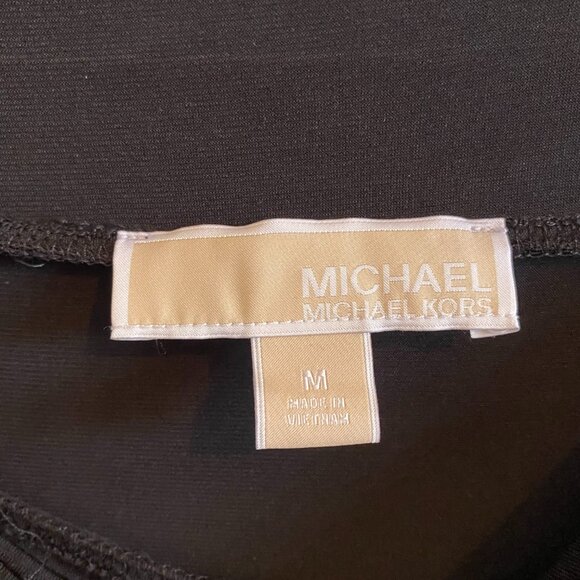 Michael Kors Black Flowing Asymmetric Hem Midi Skirt with Gathered Ruffle Pleats - Picture 4 of 6